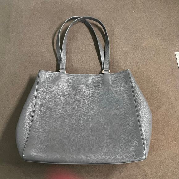 Dagne Dover Allyn Tote Bag Pebbled Gray Leather Travel Satchel - Picture 15 of 16